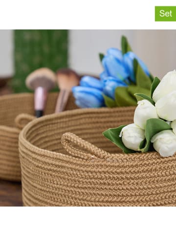 ABERTO DESIGN 2er-Set: Aufbewahrungskörbe in Hellbraun - (B)32 x (H)12 x (T)20 cm