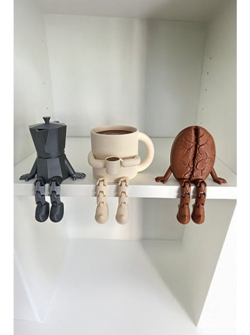 ABERTO DESIGN 3-delige set: decoratieve objecten wit/lichtbruin/grijs - (H)8 cm