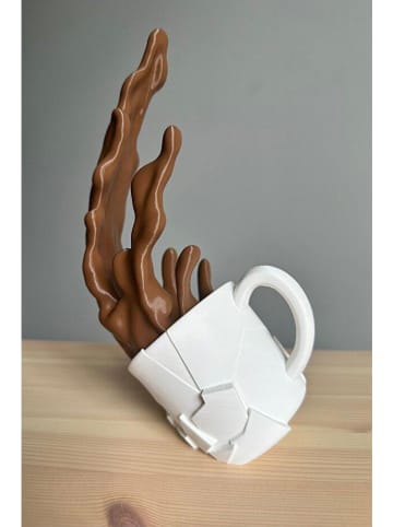 ABERTO DESIGN Dekoracja w kolorze biało-jasnobrązowym - wys. 20,5 cm