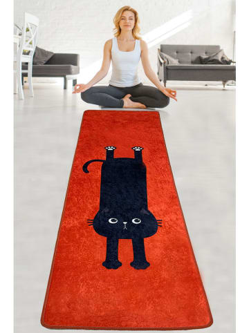 ABERTO DESIGN Yoga-Teppich in Rot/ Schwarz