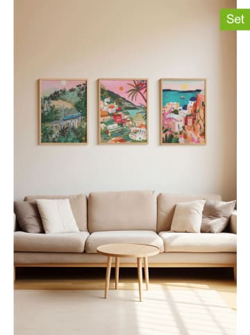ABERTO DESIGN 3er-Set: Gerahmte Kunstdrucke - (B)33 x (H)48 cm