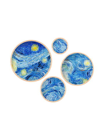 ABERTO DESIGN 4er-Set: Gerahmte Holzkunstdrucke