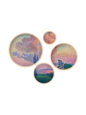 ABERTO DESIGN Druki artystyczne (4 szt.) w drewnianej ramce