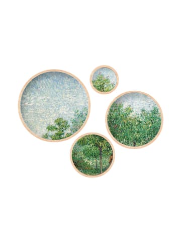 ABERTO DESIGN 4er-Set: Gerahmte Holzkunstdrucke