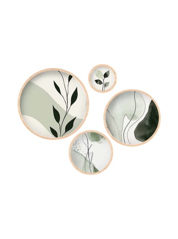 ABERTO DESIGN 4er-Set: Gerahmte Holzkunstdrucke