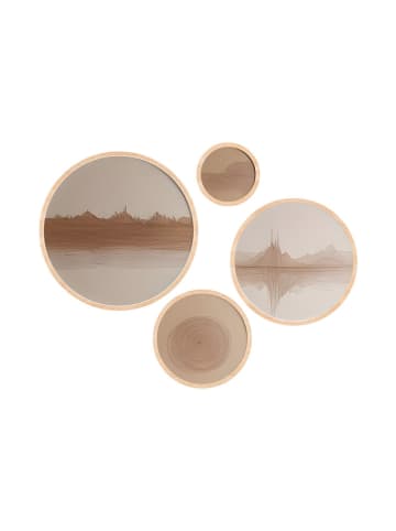 ABERTO DESIGN 4er-Set: Gerahmte Holzkunstdrucke