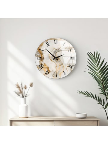 ABERTO DESIGN Wanduhr in Weiß/ Hellbraun - Ø 40 cm