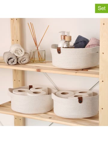 Scandinavia Concept 3-delige set: opbergmanden crème - (H)10 x Ø 25 cm