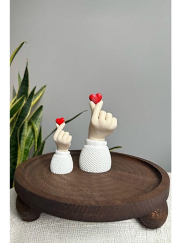 ABERTO DESIGN 2er-Set: Dekoobjekte in Creme/ Weiß/ Rot