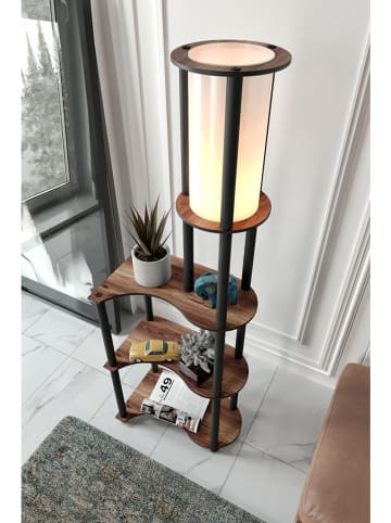 ABERTO DESIGN Standleuchte in Schwarz/ Braun - (B)50 x (H)140 x (T)30 cm