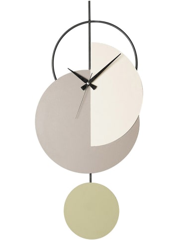 ABERTO DESIGN Zegar ścienny "Madeco" w kolorze zielono-kremowo-jasnoszarym - 30,5 x 68 cm