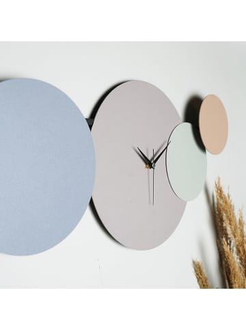 ABERTO DESIGN Wanduhr "Maxico" in Grün/ Hellblau/ Hellbraun - (B)75 x (H)30 cm