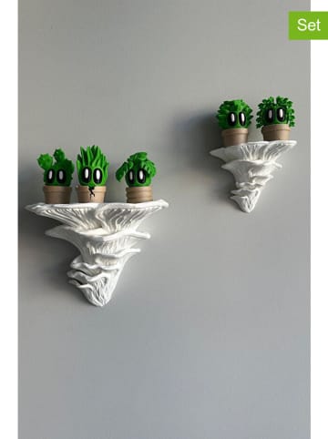ABERTO DESIGN 2er-Set: Wandregale "Mushroom" in Weiß