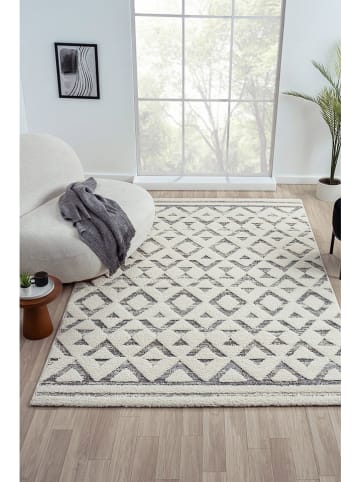 ABERTO DESIGN Hochflor-Teppich "Sevilla" in Creme/ Hellgrau