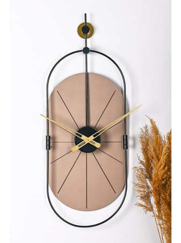 ABERTO DESIGN Wanduhr in Hellbraun/ Schwarz - (B)29 x (H)77 cm