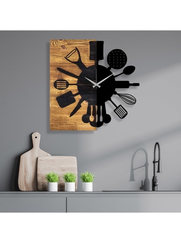 ABERTO DESIGN Wandklok "Clock 32" lichtbruin/zwart - (B)60 x (H)58 cm