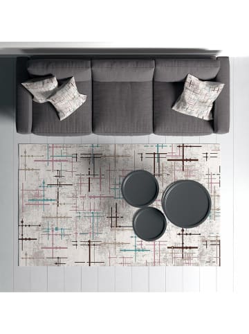ABERTO DESIGN Kurzflor-Teppich in Creme/ Bunt