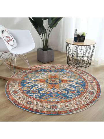 ABERTO DESIGN Laagpolig tapijt crème/rood/blauw