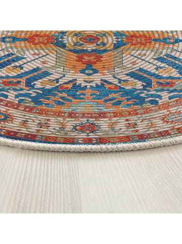 ABERTO DESIGN Dywan w kolorze kremowo-czerwono-niebieskim