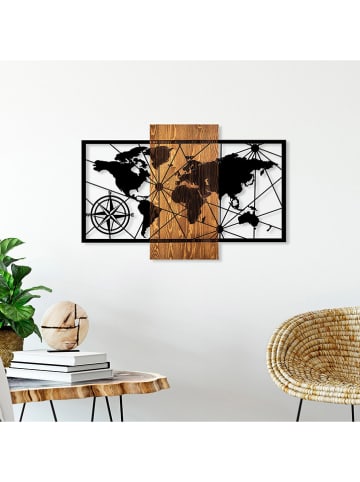 ABERTO DESIGN Wanddecoratie "World Map" - (B)84 x (H)57 cm