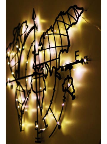 ABERTO DESIGN LED-Wanddekor "World Map Compass" - (B)95 x (H)65 cm