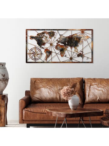 ABERTO DESIGN Wanddecoratie "World Map" - (B)120 x (H)60 cm