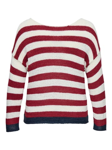 ONLY Carmakoma Pullover in Rot/ Weiß