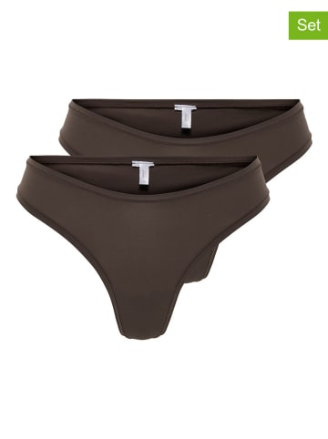 ONLY Stringi (2 pary) w kolorze ciemnobrązowym