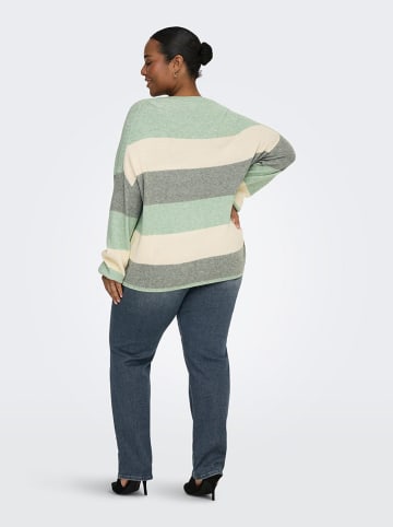 ONLY Carmakoma Sweter w kolorze zielono-kremowo-szarym