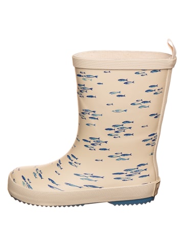 POM POM Gummistiefel "AOP" in Blau/ Beige