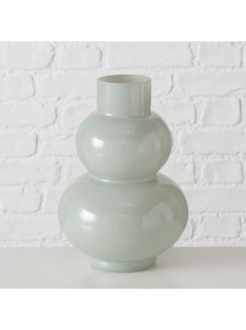 Boltze 2-delige set: vazen "Gesina" lichtroze/groen - (H)26 x Ø 17 cm