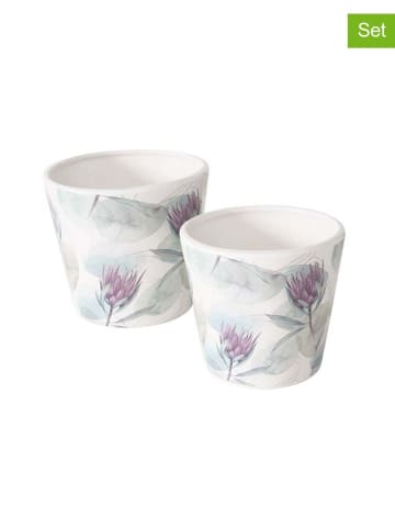 Boltze 2-delige set: overpotten "Protea" meerkleurig