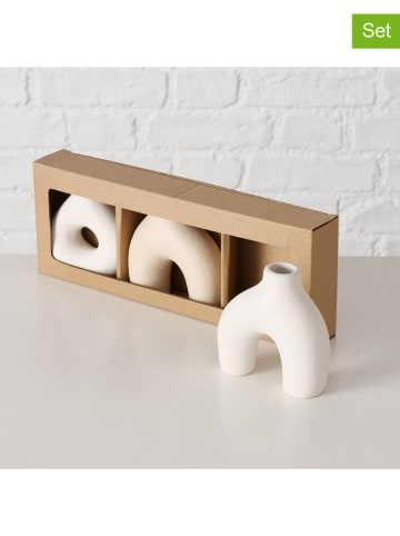 Boltze 3-delige set: vazen "Metty" beige - (H)10 cm