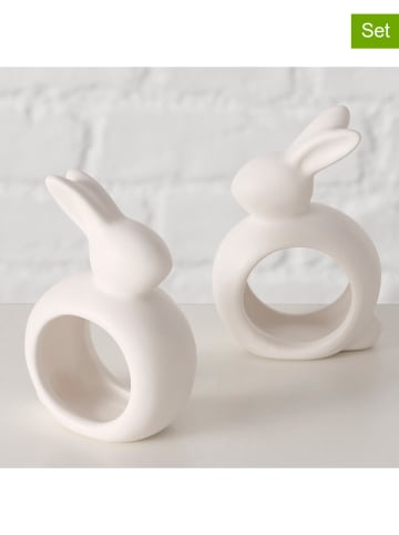 Boltze 2er-Set: Serviettenringe "Mercy" in Weiß - (H)9 cm