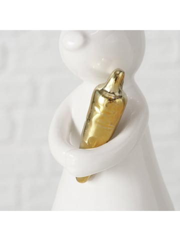 Boltze Dekofigur "Hopsi" in Weiß/ Gold - (H)17 cm