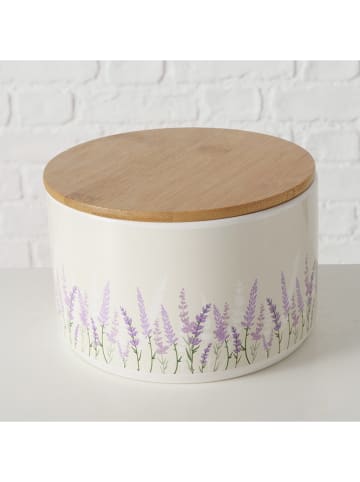 Boltze 2-delige set: voorraadpotten "Lavander" crème/paars - (H)10,5 x Ø 16 cm
