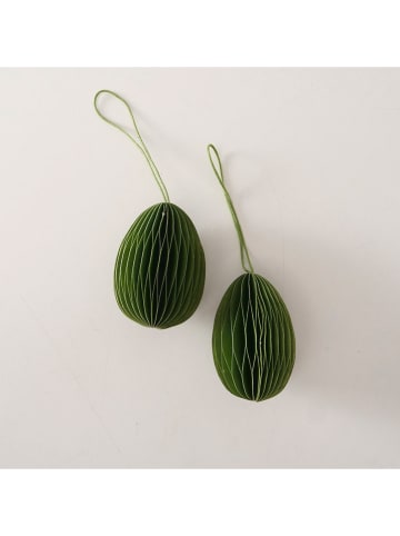Boltze Zawieszki dekoracyjne (4 szt.) "Eggo" w kolorze kremowo-zielonym - wys. 8 cm