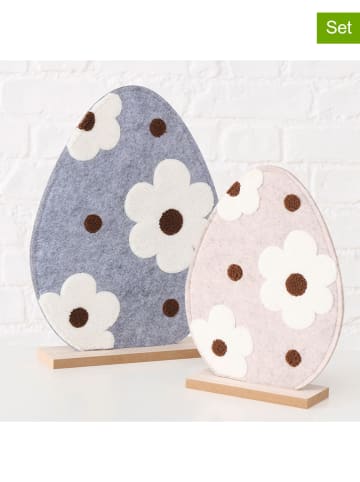 Boltze 2-delige set: deco-objecten "Nayla" blauw/crème