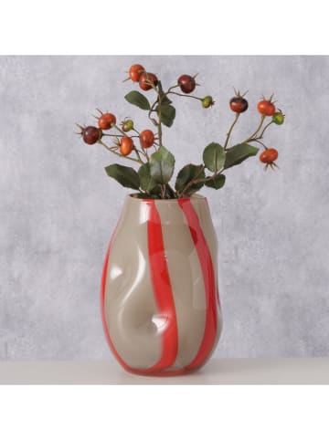Boltze Vase "Larana" in Beige/ Rot - (H)23 cm
