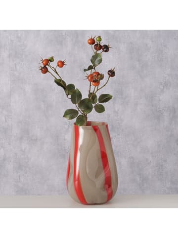 Boltze Vase "Larana" in Beige/ Rot - (H)29 cm