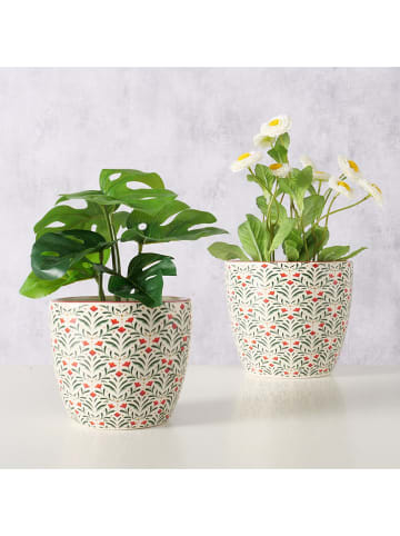 Boltze 2-delige set: overpotten "Paris" wit/groen/rood