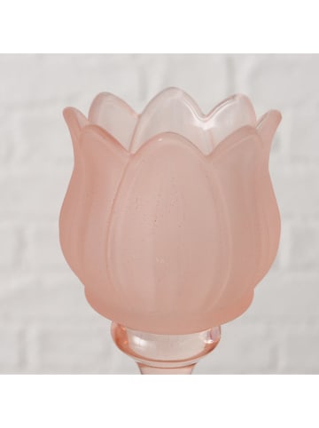 Boltze Świecznik "Tully" w kolorze jasnoróżowym - wys. 17 cm