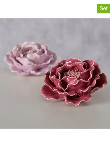 Boltze 2er-Set: Dekoaufsteller "Hedy" in Rot/ Lila - (H)4 cm