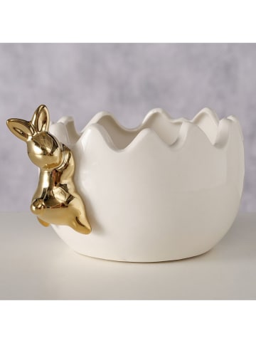 Boltze Overpot "Alvara" wit/goudkleurig - (B)16 x (H)9,5 x (T)13 cm