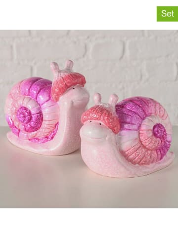 Boltze 2er-SetL Dekofiguren "Marita" in Hellgrau/ Rosa/ Lila - (H)14 cm