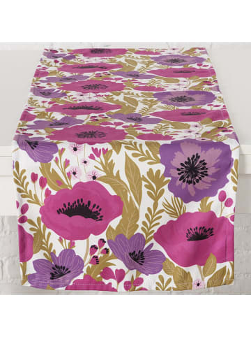 Boltze Tafelloper "Fantasy" wit/PInk/paars - (L)140 x (B)40 cm