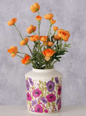 Boltze Vaas "Anouk" wit/paars - (H)18 x Ø 16 cm