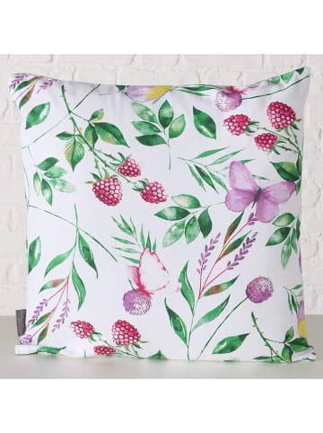 Boltze Kussen "Fantasy" wit/groen/roze - (L)45 x (B)45 cm
