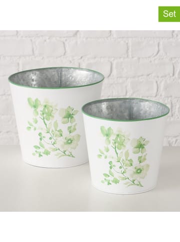 Boltze 2-delige set: overpotten "Kate" wit/groen