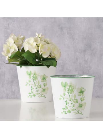 Boltze 2er-Set: Übertöpfe "Kate" in Weiß/ Grün